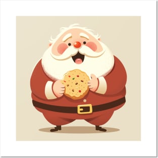 Santa Claus eats a big cookie Posters and Art